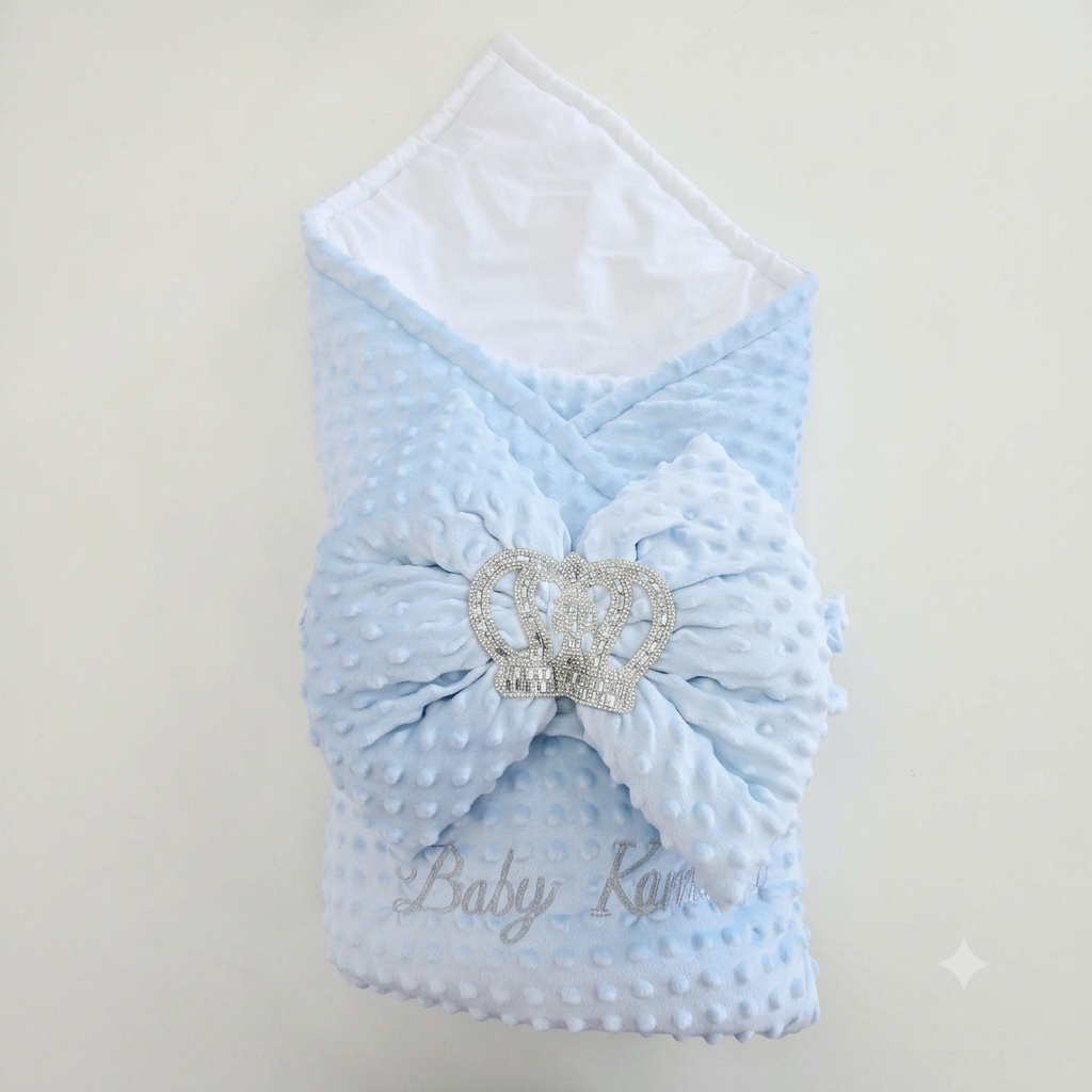 Blue Crown Minky Baby Wrap