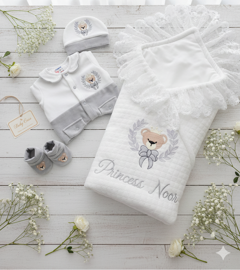 Teddy Bow Wrap & Romper Themed Set