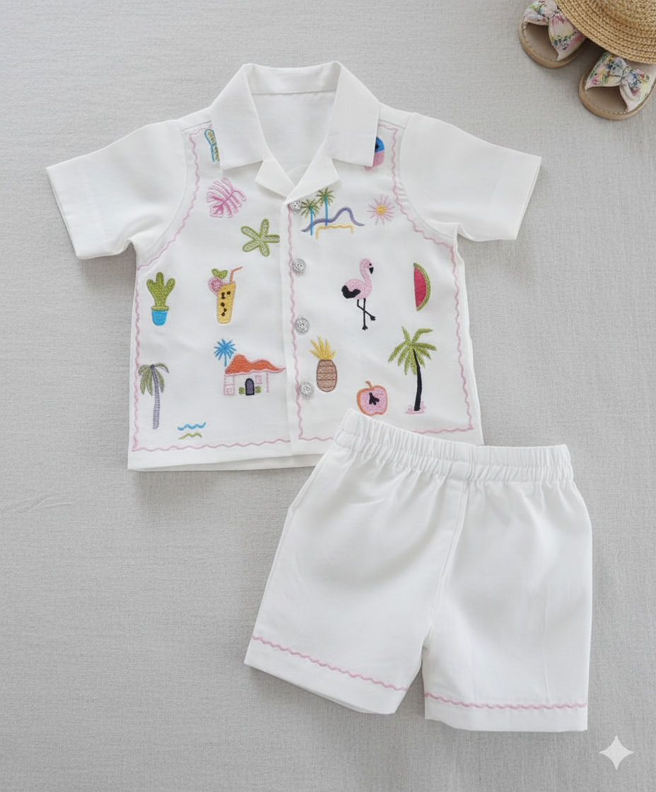 The "Island Vacation" Embroidered Set