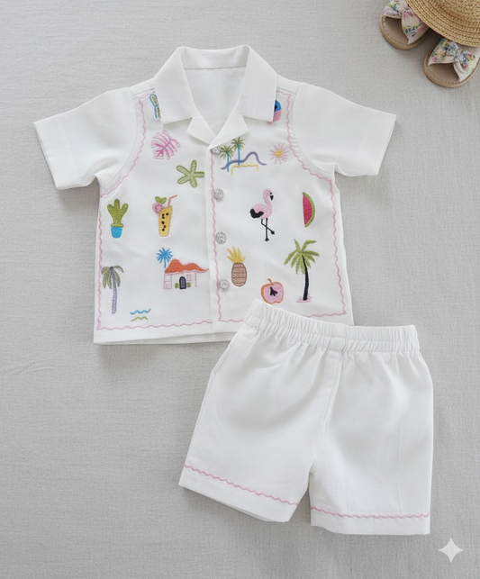 The "Island Vacation" Embroidered Set