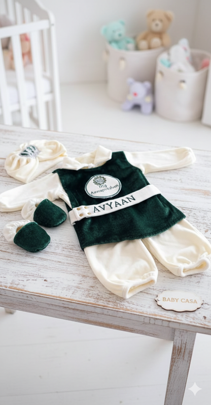 Traditional Annaprashan Velvet Set – "Avyaan" Edition