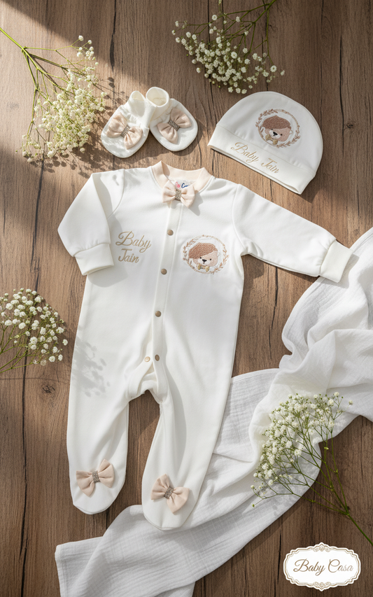 The Bow Brown Teddy Romper Set