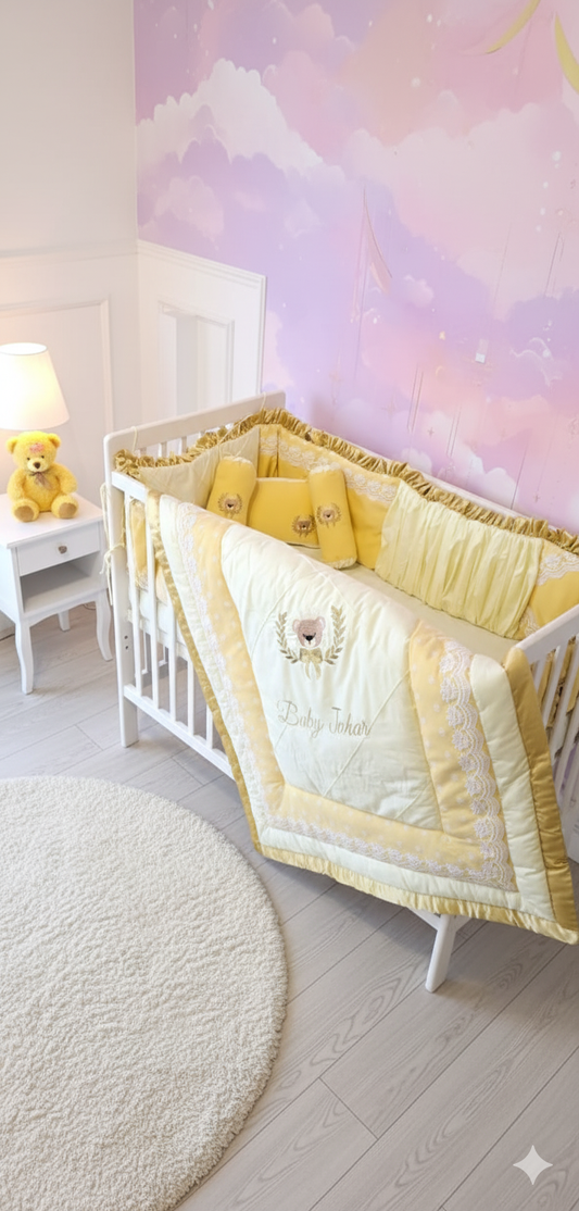 Golden Sunshine Teddy Bear Crib Collection