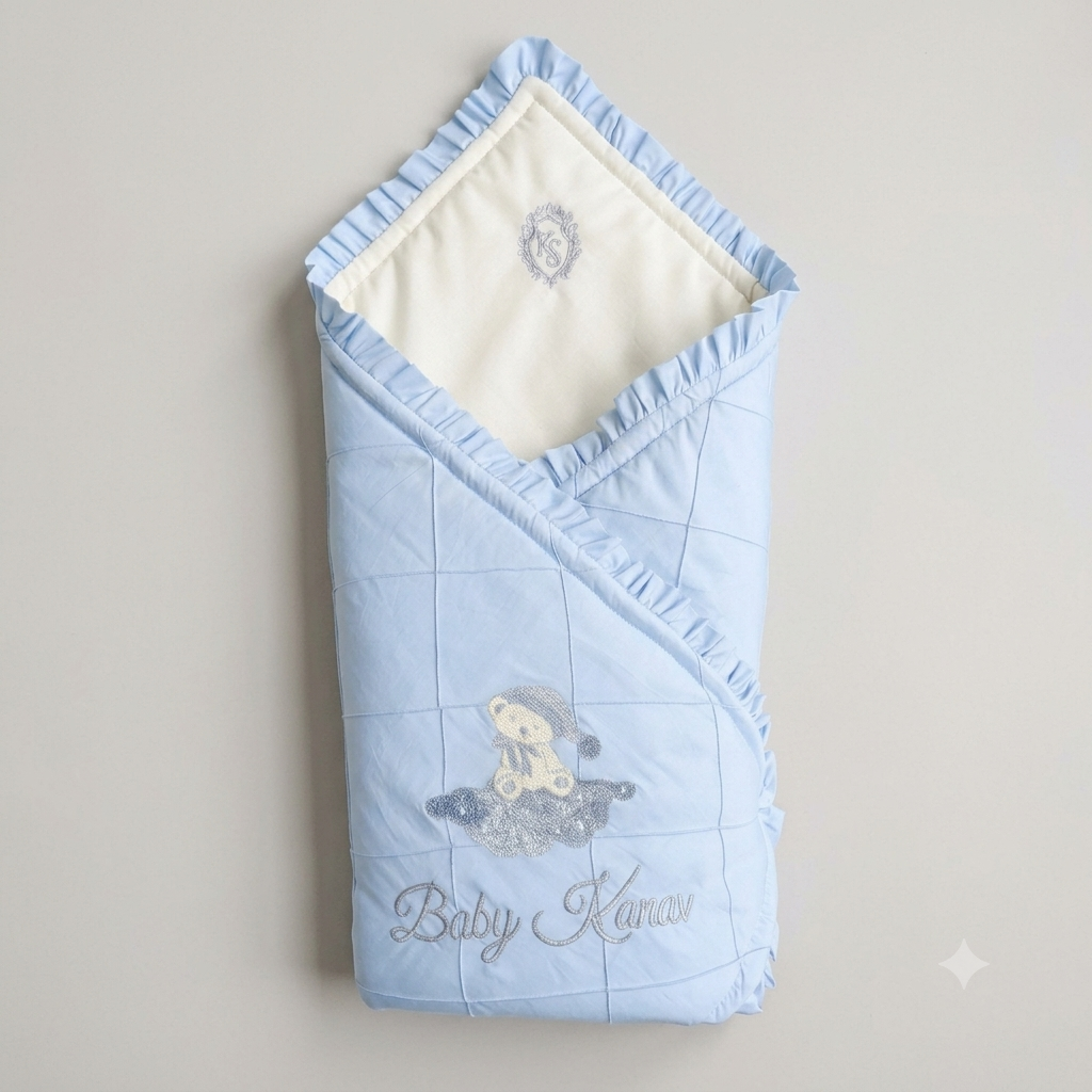 Sky Blue Teddy Cloud Baby Wrap