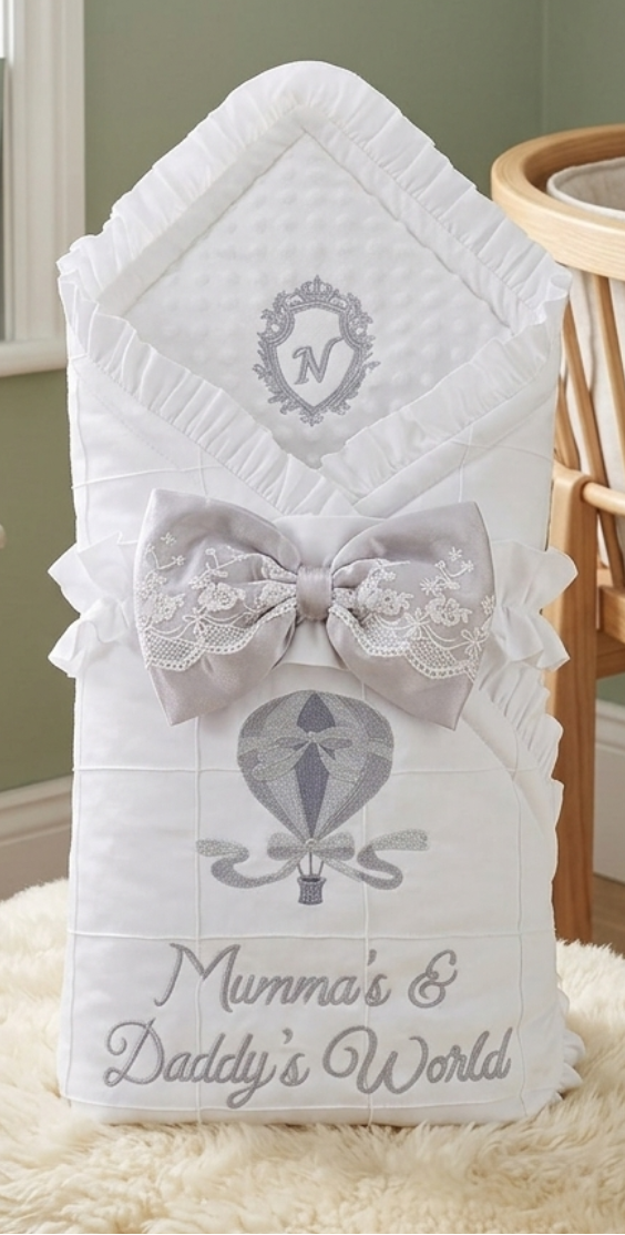 White Silver Balloon Baby Wrap