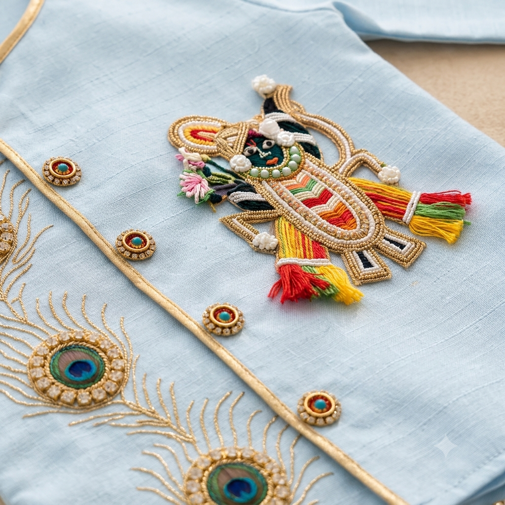 Sky Blue Krishna Dhoti Set