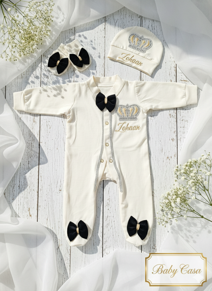 The Ivory Black Sarwoski Romper Set