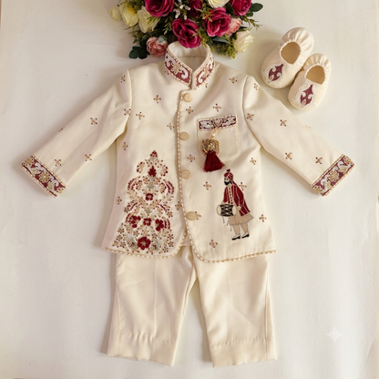 Ivory Maroon Royal Kurta Set
