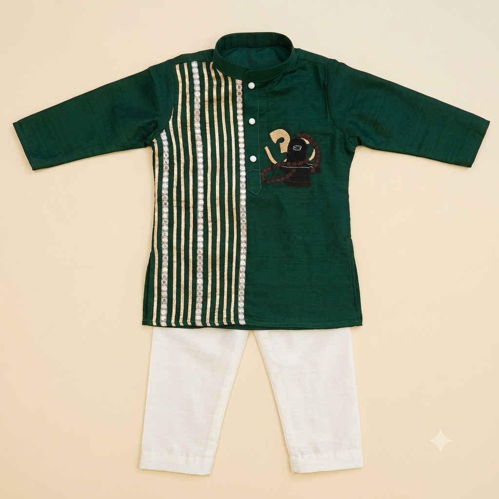 Bottle Green Mahadev Kurta Set