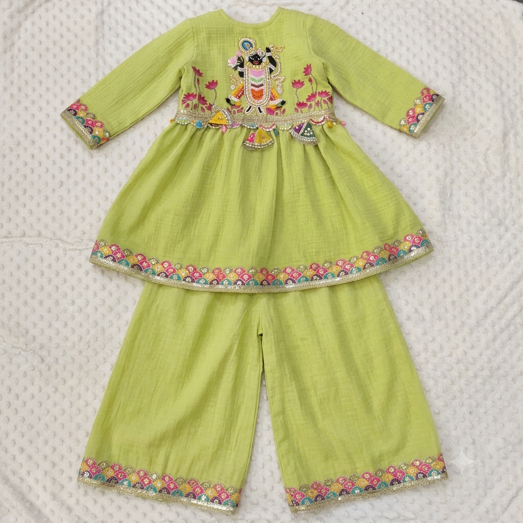 Pista Green Krishna Palazzo Set
