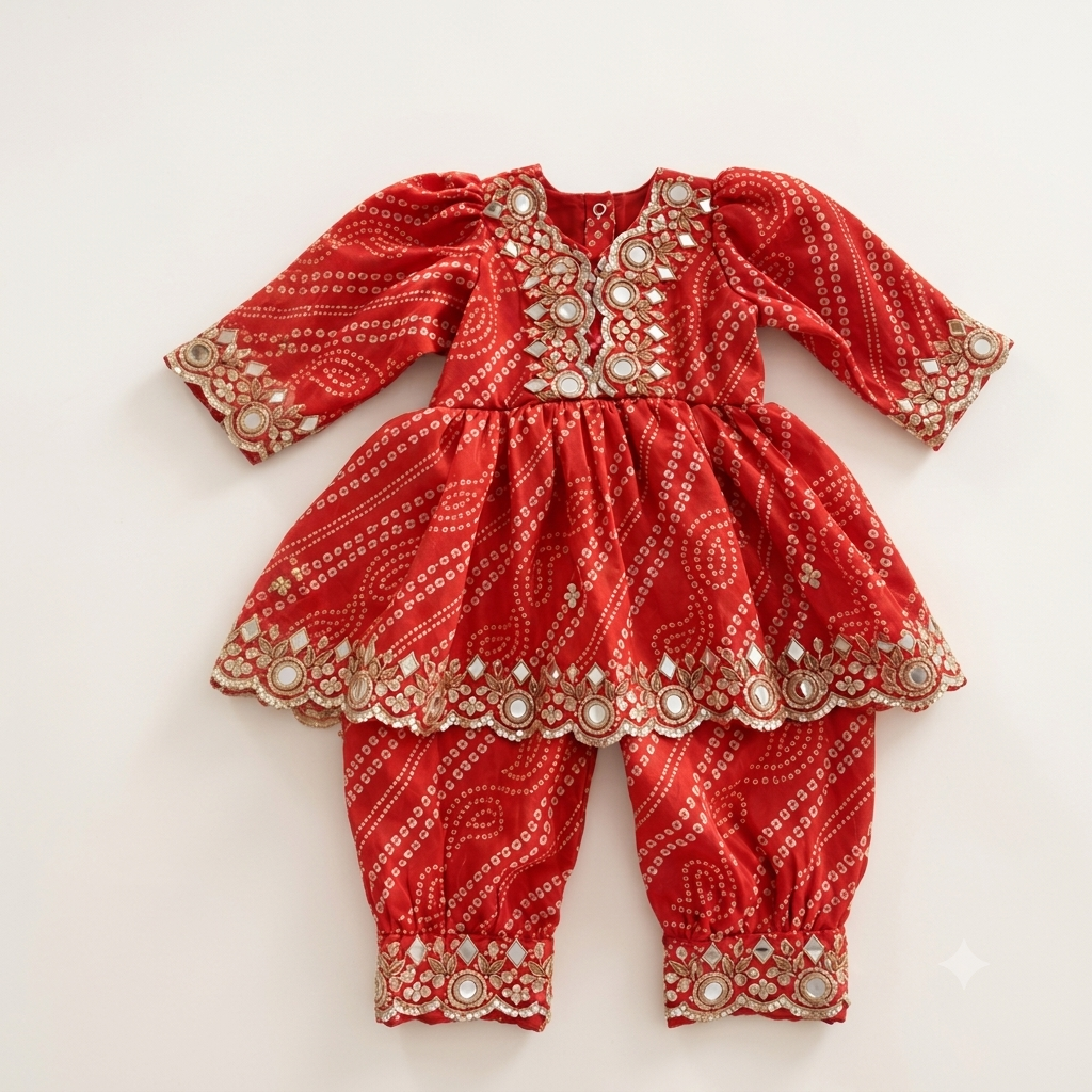 Bandhani Mirror Work Ethnic Set