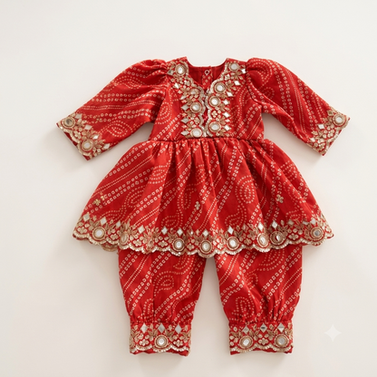 Bandhani Mirror Work Ethnic Set