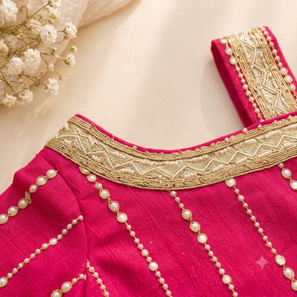Pink Lime Dhoti Set