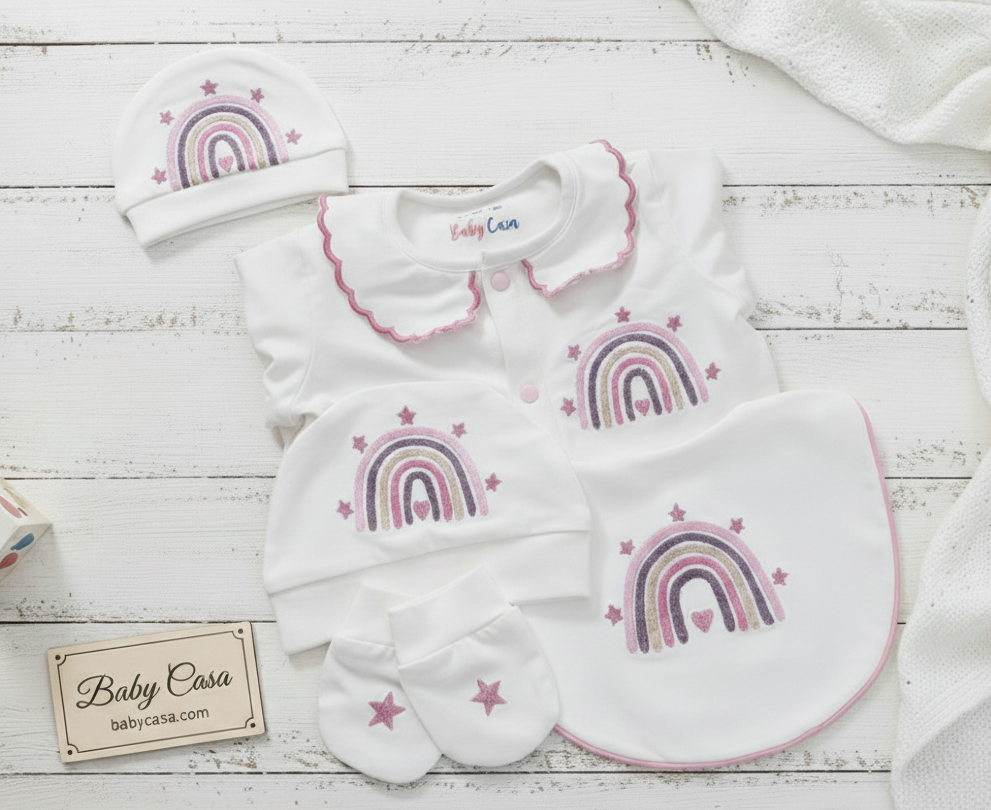 The Rainbow embroidered  Romper Set