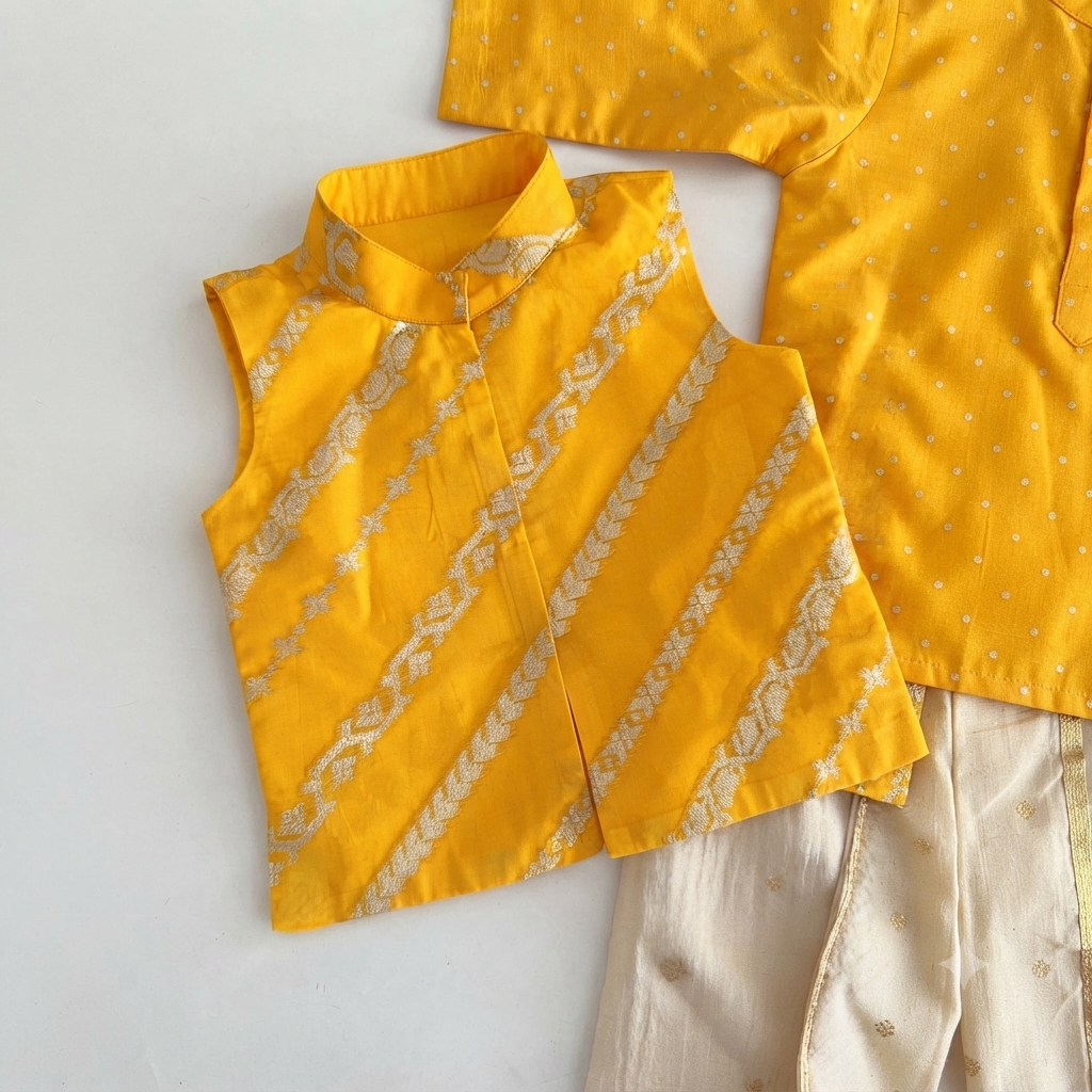 Mustard Embroidered Kurta Set