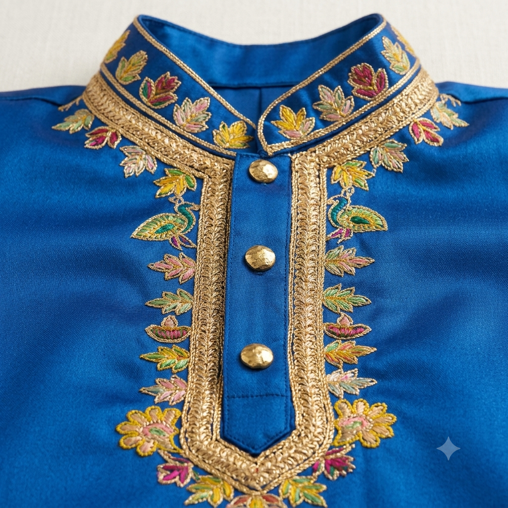 Royal Blue Peach Kurta Set