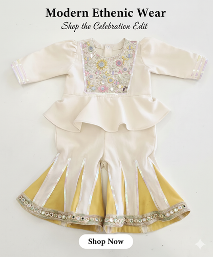 Ivory Mustard Sharara Set