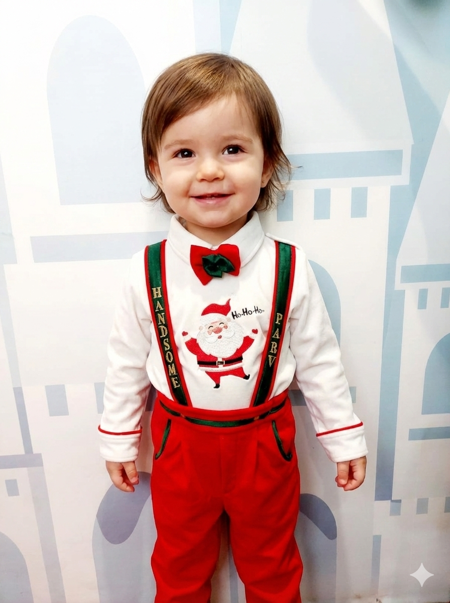 Handsome" Santa Holiday Suspender Set – Boys Christmas Outfit