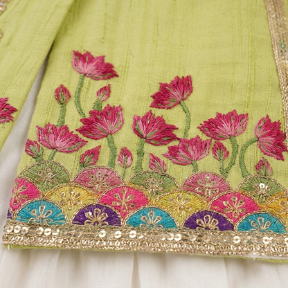 Pista Green Krishna Kurta Set