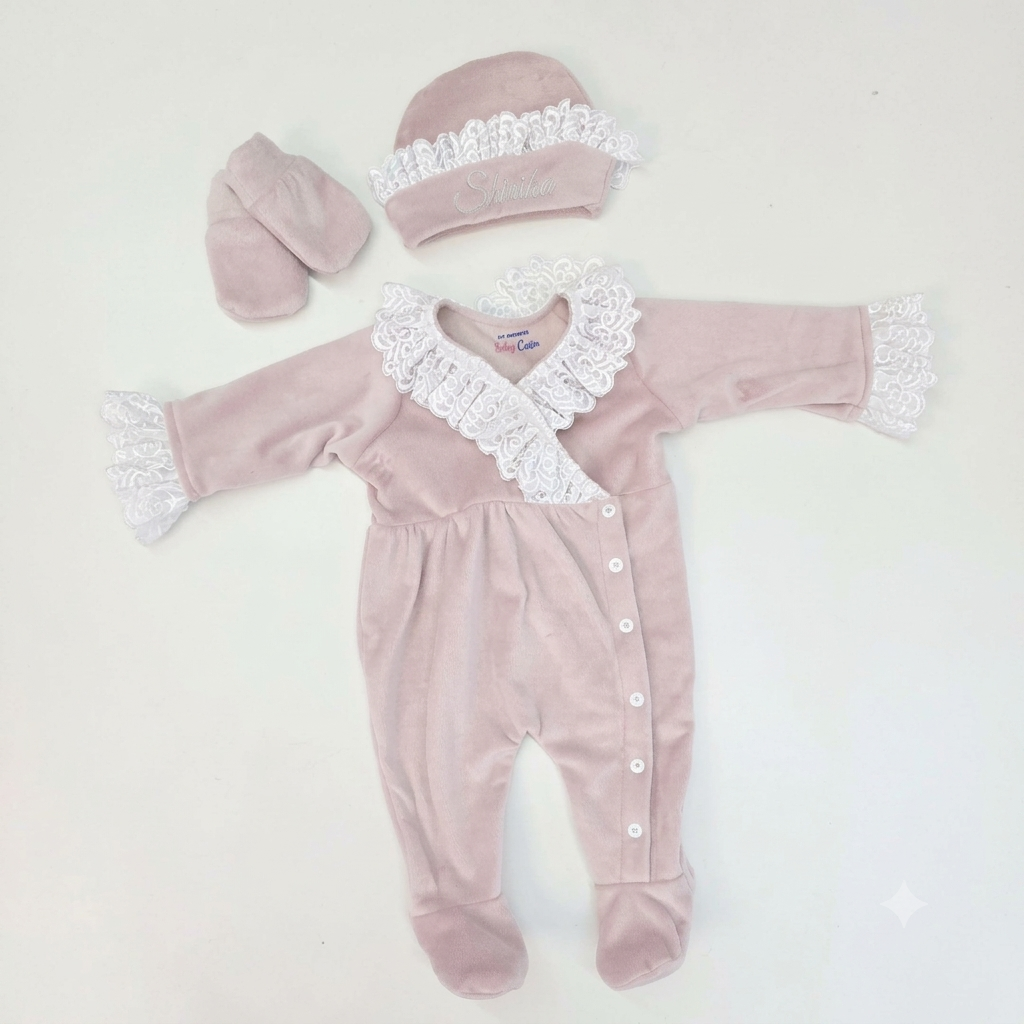 Dusty Pink Lace Roomper Set