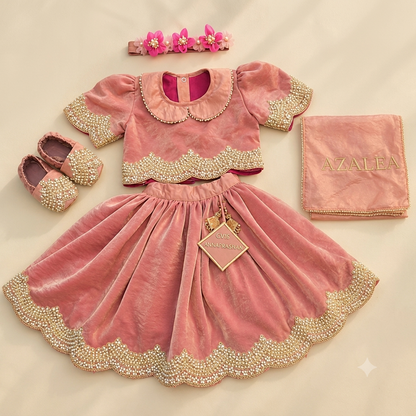 Dusty Rose Pearl Lehenga Set
