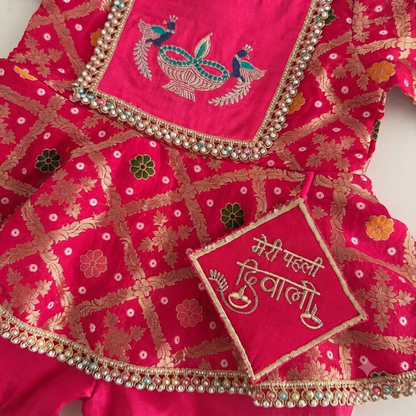 Fuchsia First Diwali Peplum Set