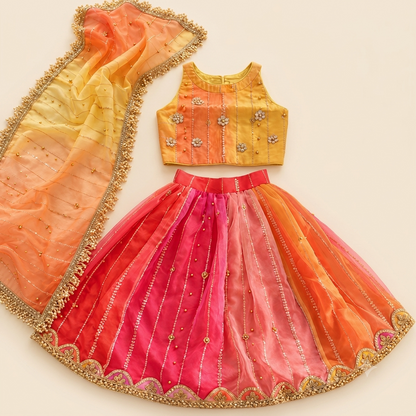 Coral Pink Lehenga Set