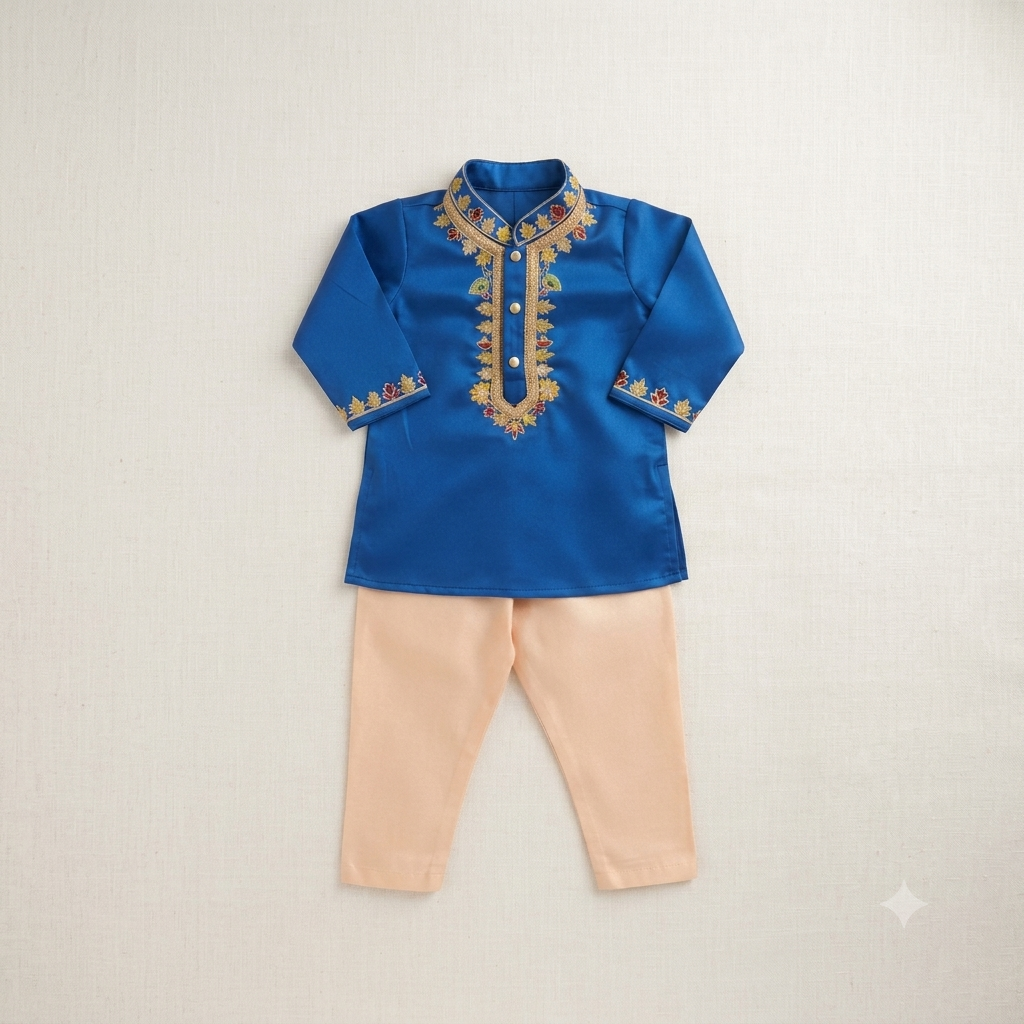 Royal Blue Peach Kurta Set