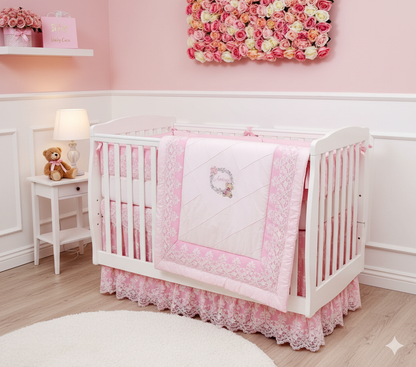Pink Lace Princess Baby Bedding Set
