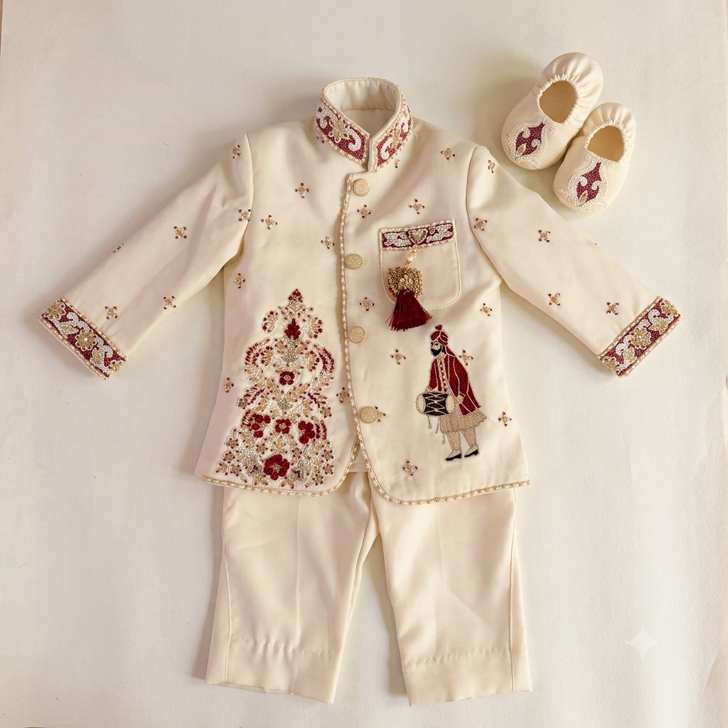Ivory Maroon Royal Kurta Set