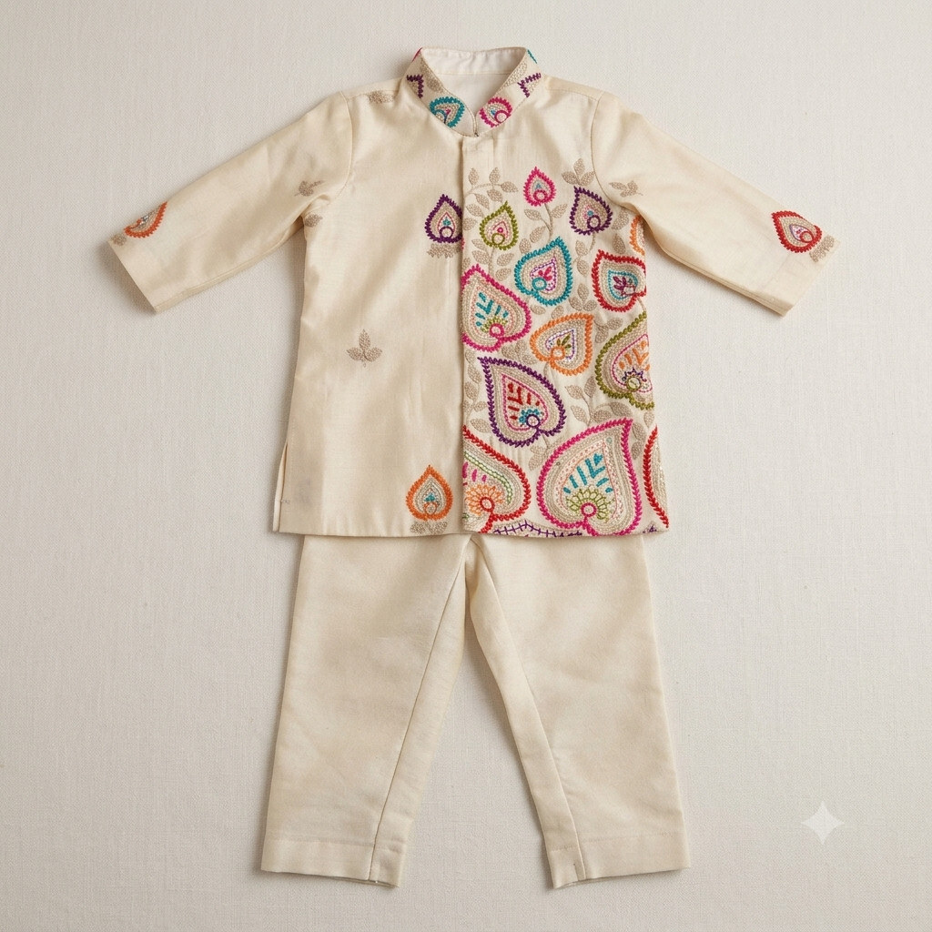 Ivory Multicolour Paisley Kurta Set