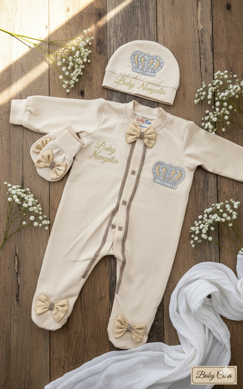 The Bow Crown Lace Romper Set