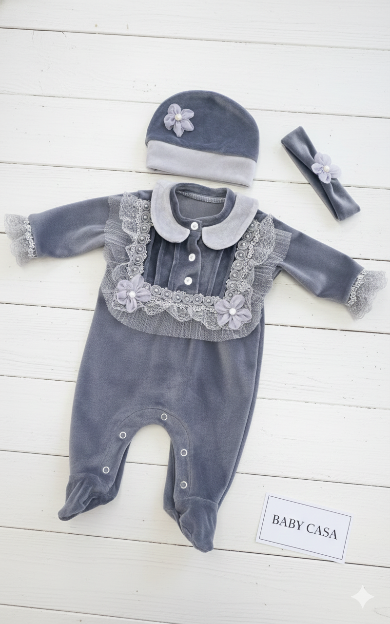 The 'Little Dove' Velvet Layette Set