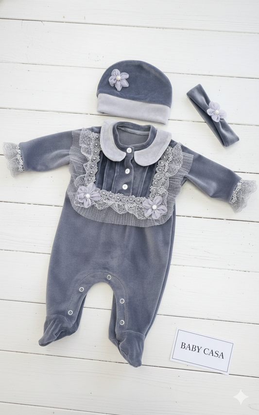 The 'Little Dove' Velvet Layette Set