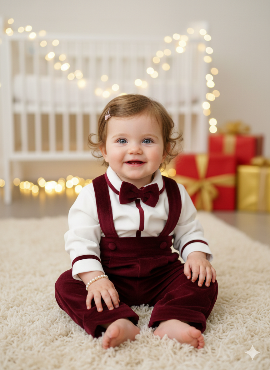 Classic Burgundy Festive Baby Set