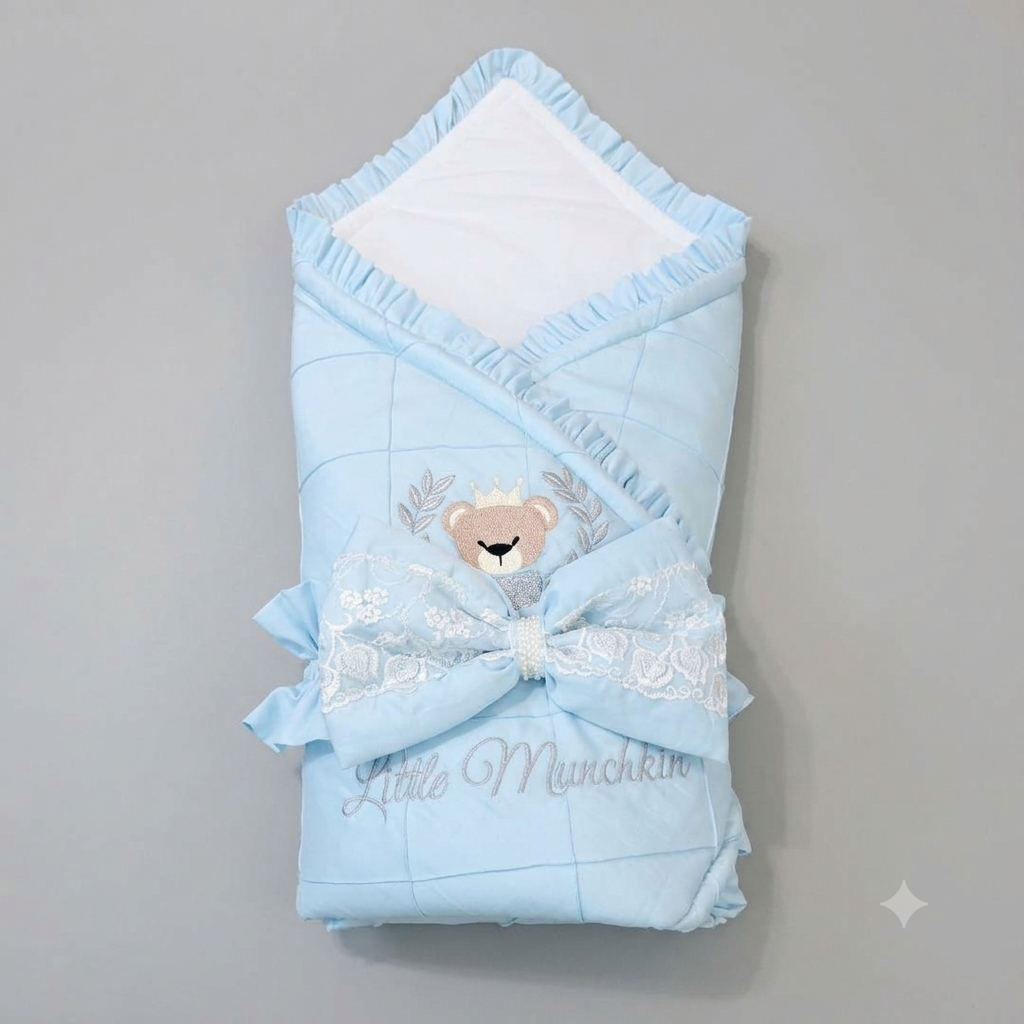Blue Crown Teddy Bow Wrap