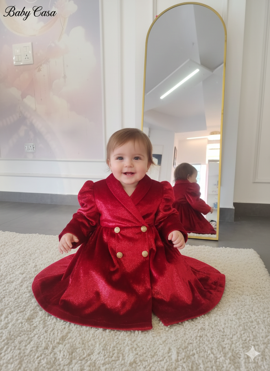 🌟 The "Little Empress" Glitter Velvet Coat Dress 👑