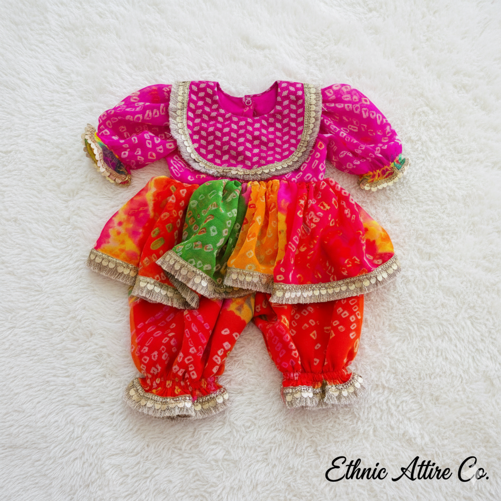 Ethnic Attire Co.: Vibrant Bandhani Dhoti Set