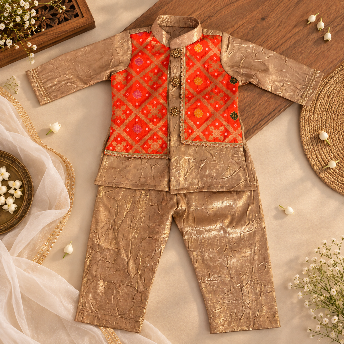 Gold Orange Kurta Set