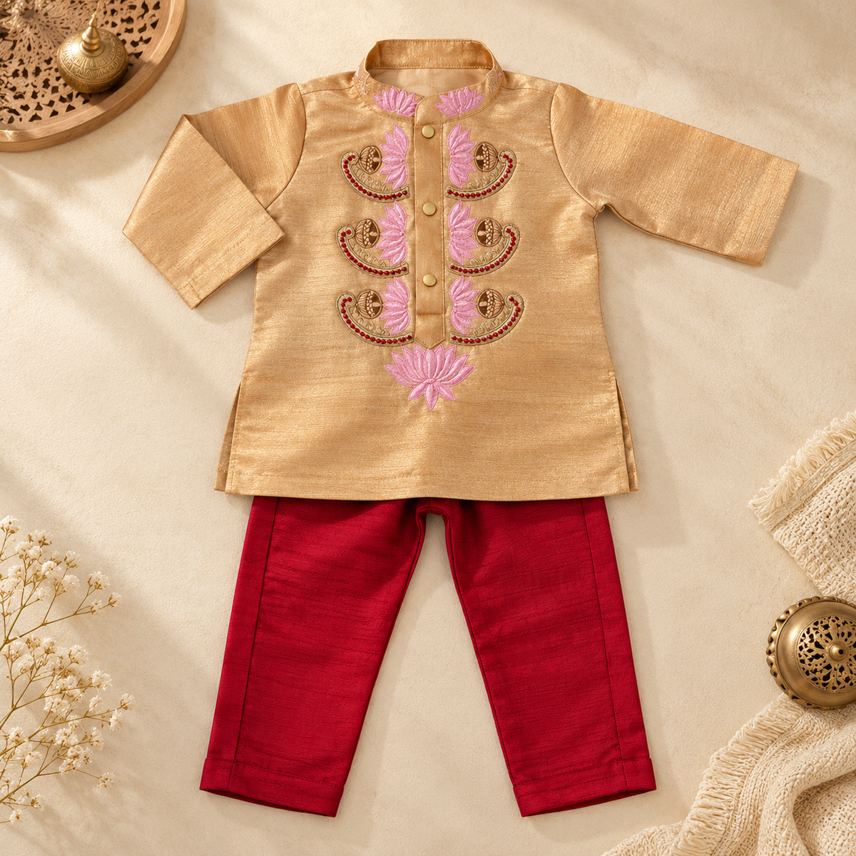 Golden Lotus Kurta Set