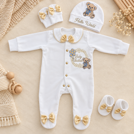 Golden Bow Romper Set