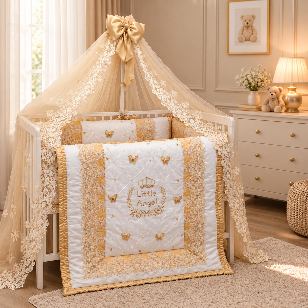 Golden Butterfly Crib Bedding Set