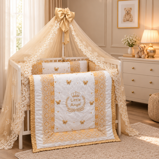 Golden Butterfly Crib Bedding Set