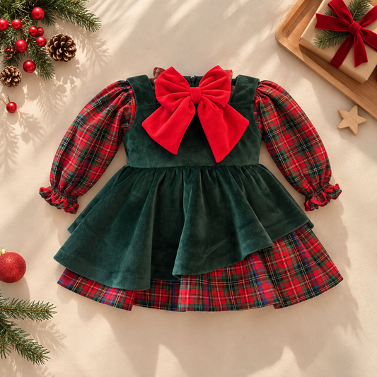 Green Tartan Bow Dress