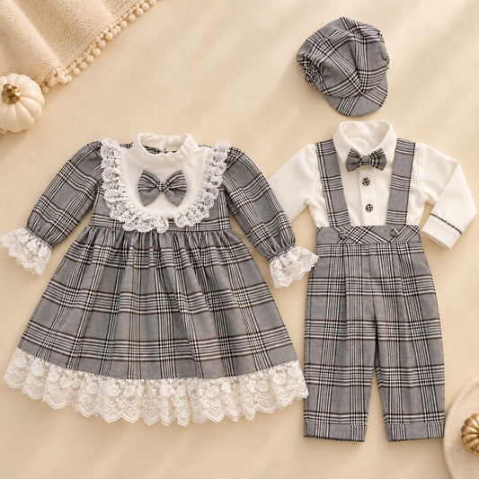Grey Plaid Sibling Twinning Set
