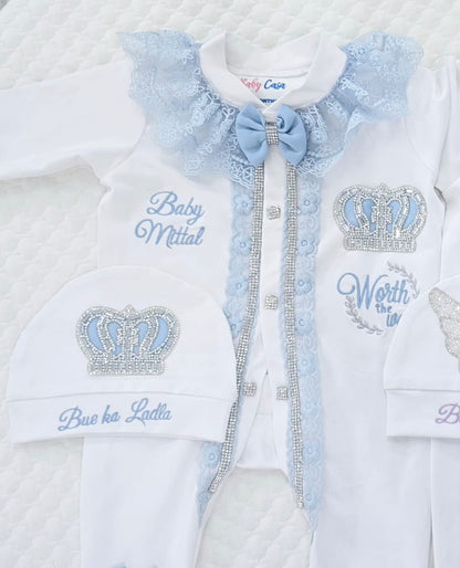 Pearl Crown Flower Romper Set