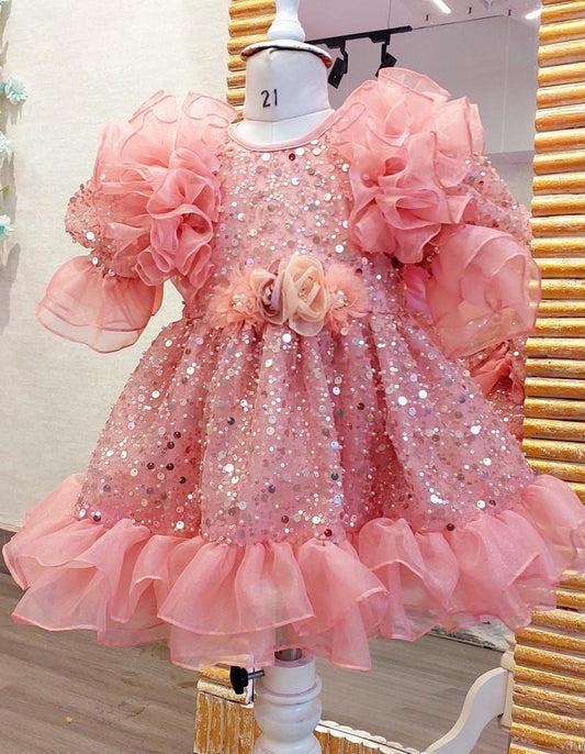 The Peach Ruffled Frock