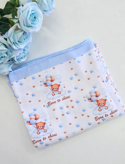 The Blue Teddy Swaddle Sheet