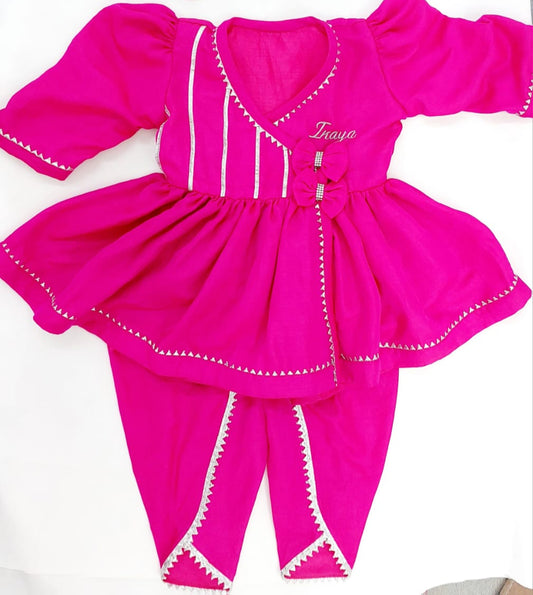 Fuschia Pink Peplum and Dhoti Set