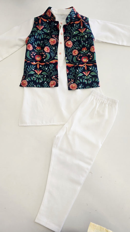 The Navy Blue Jacket Kurta Set